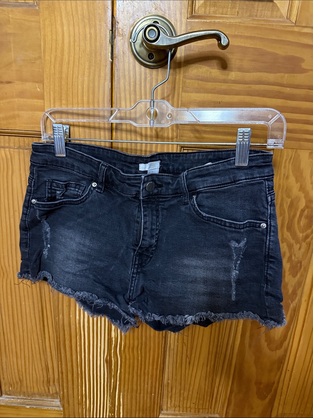 H&M Black Distressed Frayed Jean Shorts